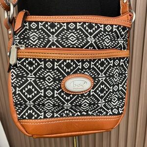 b.o.c. Black and Tan Crossbody Bag Western Print